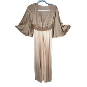 VTG Nightgown Womens Sz Medium Flutter Sleeves Lace Mod Retro